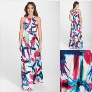 Eliza J Watercolor print Maxi Dress
